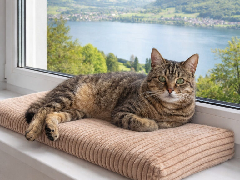 legowisko-dla-kota-60x50x4cm-cordi-różowe-widok-z-kotem